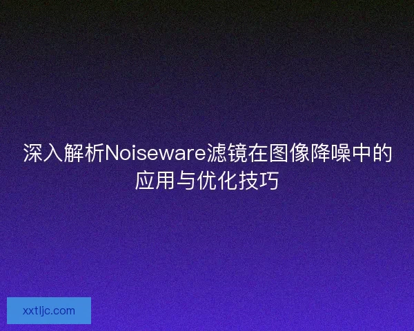 深入解析Noiseware滤镜在图像降噪中的应用与优化技巧