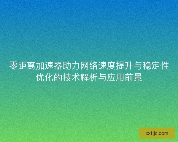 零距离加速器助力网络速度提升与稳定性优化的技术解析与应用前景